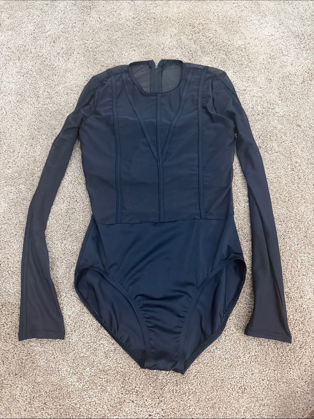 Weissman Black Long-Sleeve Seam-Detail Bodysuit